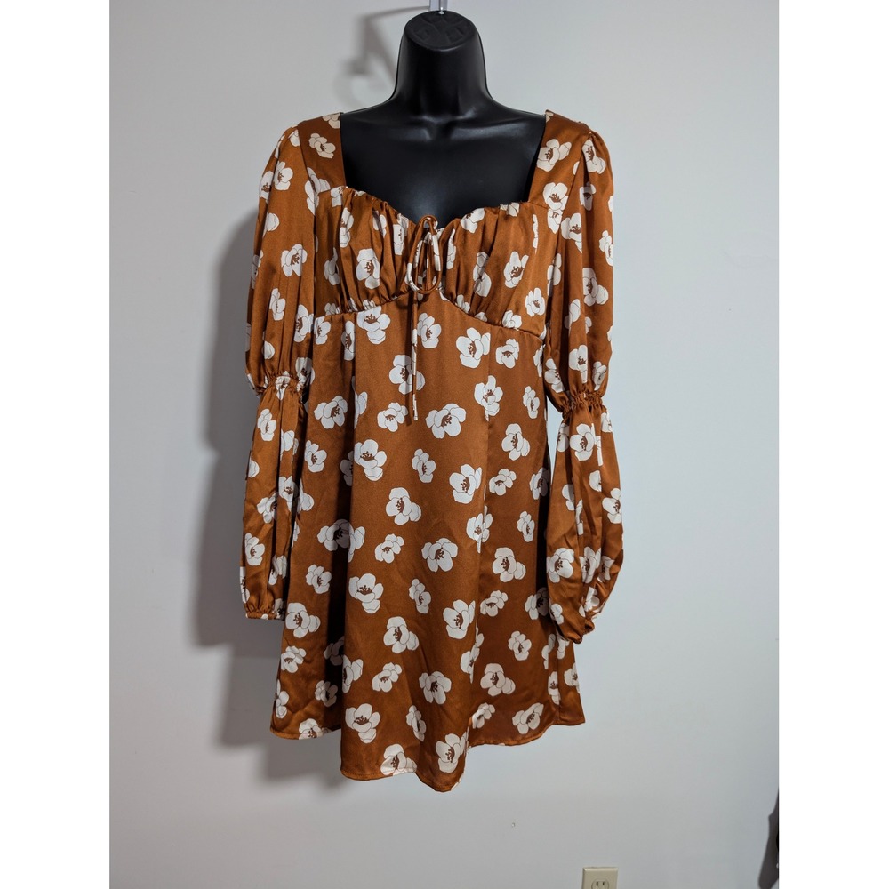 Crystal Doll Dress Floral Long Sleeve Sweetheart Neckline Peasant Style Medium